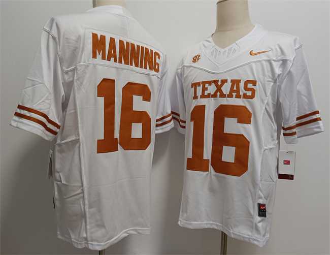 Men%27s Texas Longhorns #16 Peyton Manning White F.U.S.E Stitched Jersey